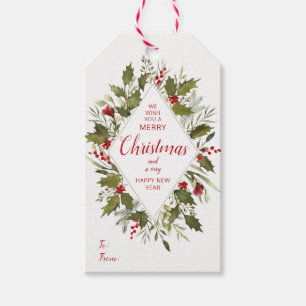 Weihnachtsfeiertagwatercolor-Vintager Geschenkanhänger