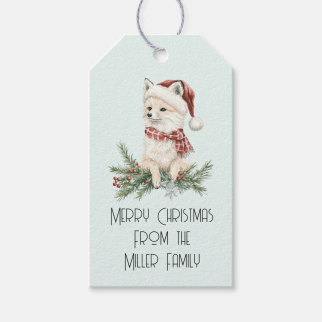 Weihnachtsfeind auf Zweigen Geschenkanhänger (Vorderseite)