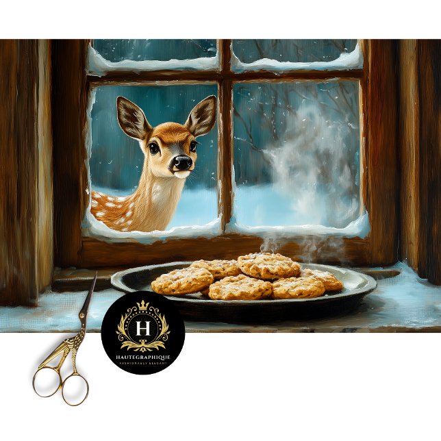 Weihnachtsfenster Hirschszene Decoupage Seidenpapier (Von Creator hochgeladen)
