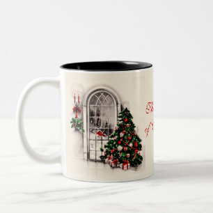 Weihnachtsfenster-Kaffeetasse Zweifarbige Tasse