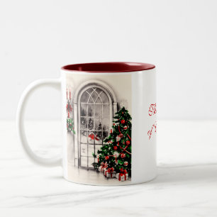Weihnachtsfenster-Kaffeetasse Zweifarbige Tasse