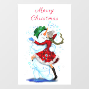 Weihnachtsfenster Klammern Snowman und Girl Dancer Fensteraufkleber