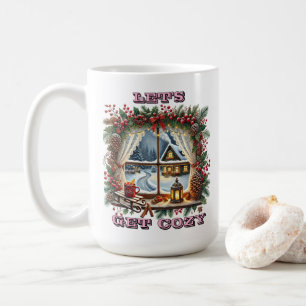Weihnachtsfenster mit gemütlichen Dekorationen Kaffeetasse