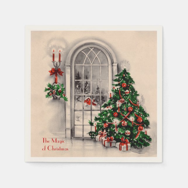 Weihnachtsfenster Party Napkins Serviette (Vorderseite)