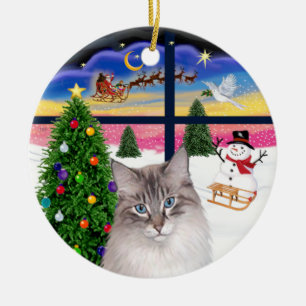 Weihnachtsfenster - Ragdoll-Katze Keramikornament