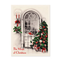 Weihnachtsfenster Vintage Postkarte