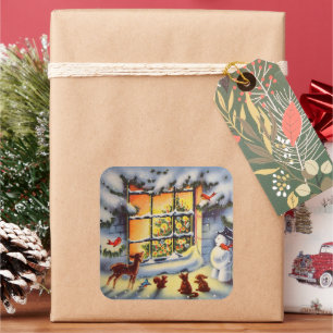 Weihnachtsfenster Weihnachtsaufkleber Quadratischer Aufkleber