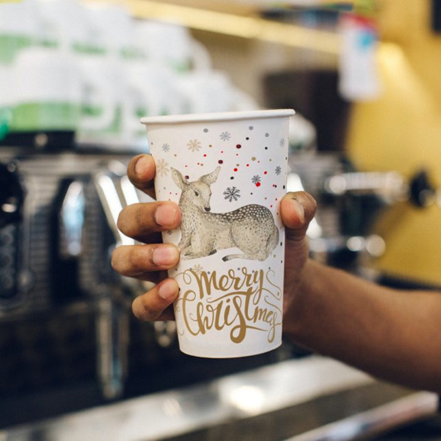 Weihnachtsferd & Frohe Weihnachtstypografie Pappbecher (Von Creator hochgeladen)