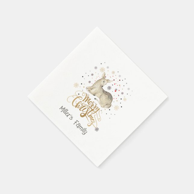 Weihnachtsferd & Frohe Weihnachtstypografie Serviette (Ecke)