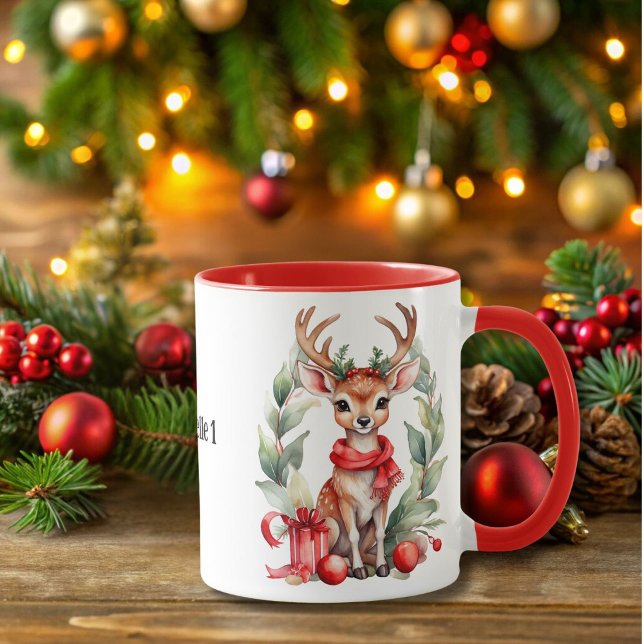 Weihnachtsferd mit Rotem Scarf Tasse (Von Creator hochgeladen)