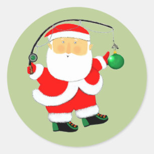 Weihnachtsferien angeln runder aufkleber