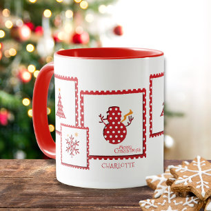 Weihnachtsferien Briefmarke Personalisierter Name Tasse
