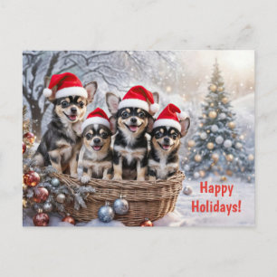 Weihnachtsferien Chihuahua Welpen Süß Feiertagspostkarte