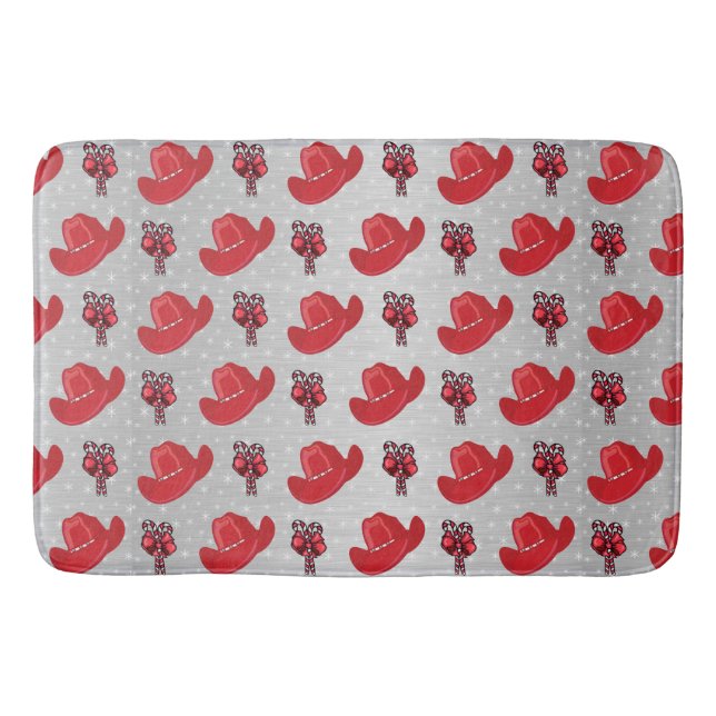 Weihnachtsferien Cowboy Hats und Candy Canes Badematte (Vorderseite)