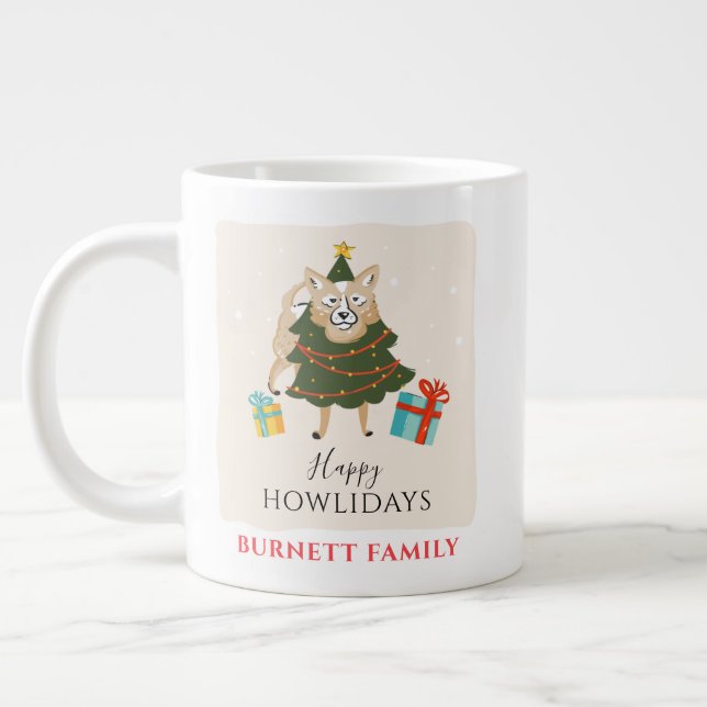 Weihnachtsferien Familie Wiedersehen Hund Feiertag Jumbo-Tasse (Links)