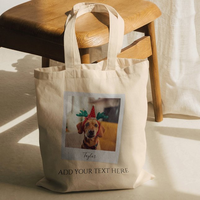 Weihnachtsferien Foto für Haustiere Personalisiert Tragetasche (Pet Christmas Holiday Dog Photo Personalized Tote Bag)