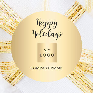 Weihnachtsferien Gold Business Logo Runder Aufkleber