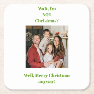Weihnachtsferien grüner Text Foto Rechteckiger Pappuntersetzer