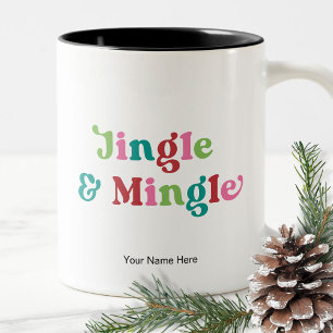 Weihnachtsferien Helle Lustige Farben Modern Retro Zweifarbige Tasse