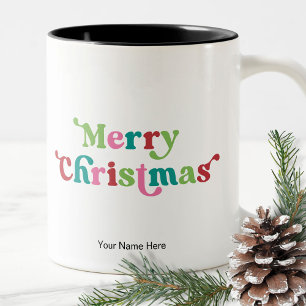 Weihnachtsferien Helle Lustige Farben Modern Retro Zweifarbige Tasse