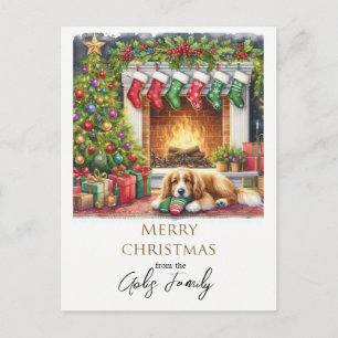 Weihnachtsferien Hund Personalisiert Postkarte