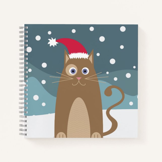 Weihnachtsferien - Katze Notizbuch (Vorderseite)