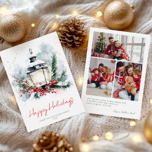 Weihnachtsferien Laterne Familienfoto Feiertagskarte