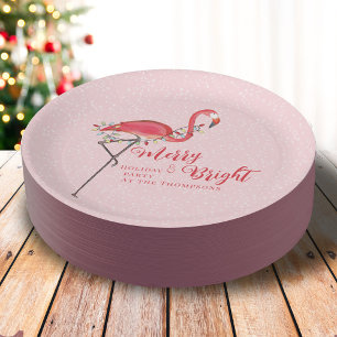 Weihnachtsferien-Lichterkette Merry and Bright Pappteller