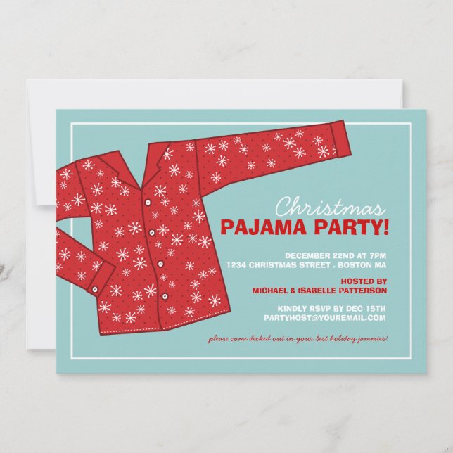 Weihnachtsferien - Pajama-Party Einladung (Vorderseite)