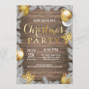 Weihnachtsferien-Party Einladung Rustikal und Gold