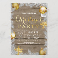 Weihnachtsferien Party Einladung Rustikal und Gold
