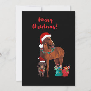 Weihnachtsferien Pferd Und Hund Feiertagskarte