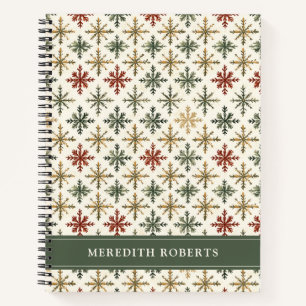 Weihnachtsferien-Schneeflocken-Muster personalisie Notizbuch