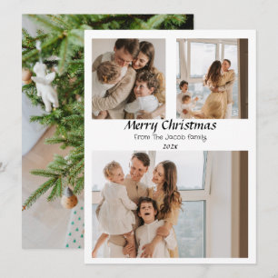 Weihnachtsferien Script zentriert Drei-Foto Feiertagskarte