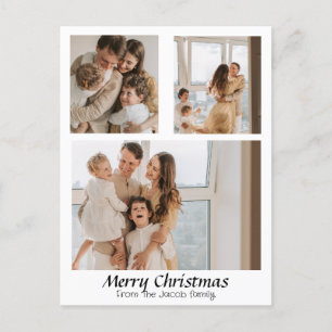 Weihnachtsferien Script zentriert Drei-Foto Feiertagspostkarte