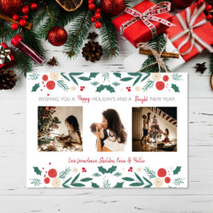 Weihnachtsferien Stechpalme Efeu Beere 3 Foto-Gesc Dankeskarte