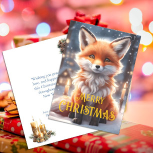 Weihnachtsferien Süßer Winter Roter Fuchs Weihnach Feiertagskarte