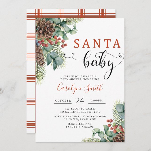 Weihnachtsferien Weihnachtsdusche Einladung (Vorne/Hinten)