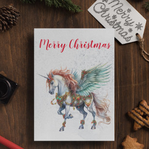 Weihnachtsferien Winter Einhorn Karte