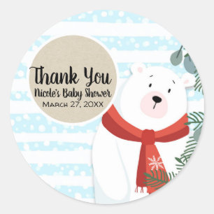 Weihnachtsferien Winter Eisbär Baby Shower Runder Aufkleber
