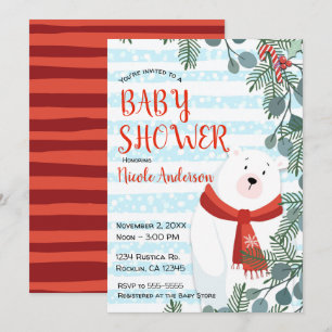 Weihnachtsferien Winter Polar Bear Baby Dusche Einladung
