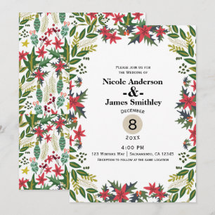 Weihnachtsferien Winterhochzeit Floral Rustikal Einladung