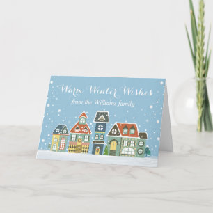 Weihnachtsferien Winterschnee Zuhause Feiertagskarte