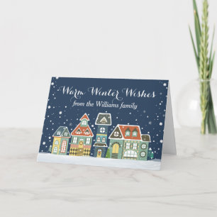 Weihnachtsferien Winterschnee Zuhause Feiertagskarte