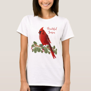 Weihnachtsferienzeit-roter Kardinals-Frauen T-Shirt