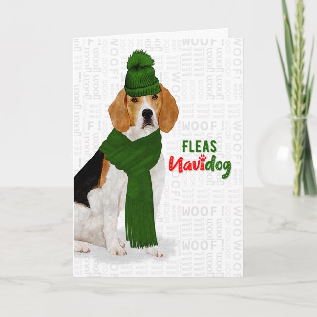 Weihnachtsfest Beagle Hund Fleas NaviDOG Feiertagskarte (Vorderseite)