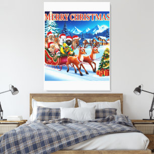 Weihnachtsfest bei Tieren Weihnachten Leinwand 30"