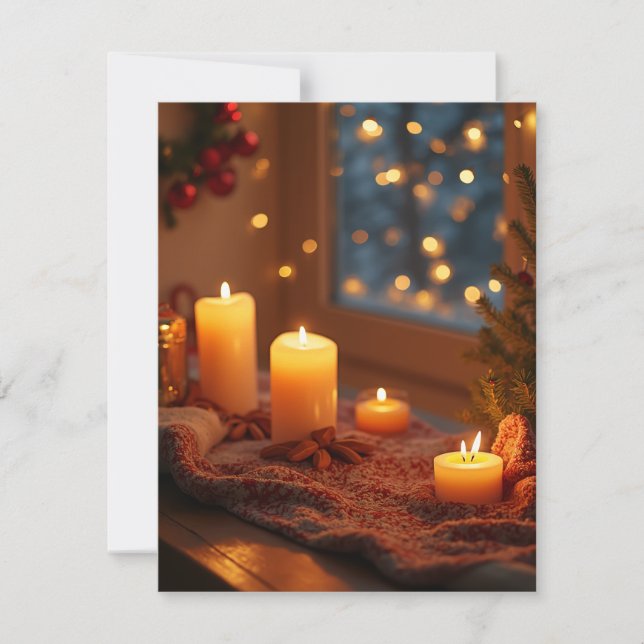 Weihnachtsfest Candle Flat Postkarte (Vorderseite)