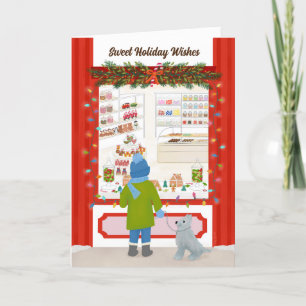 Weihnachtsfest Candy Store Illustration Dankeskarte
