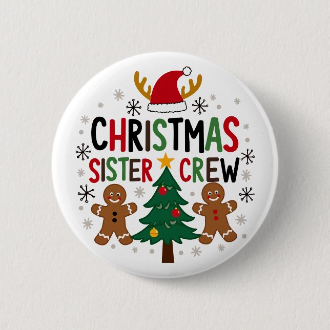Weihnachtsfest Crew Lebkuchen Freunde Button (Vorderseite)